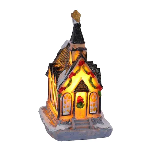 Christmas Village House, Battery Operated Resin Christmas Light Up House Ornament Snow Collectible Village Building with LED Light