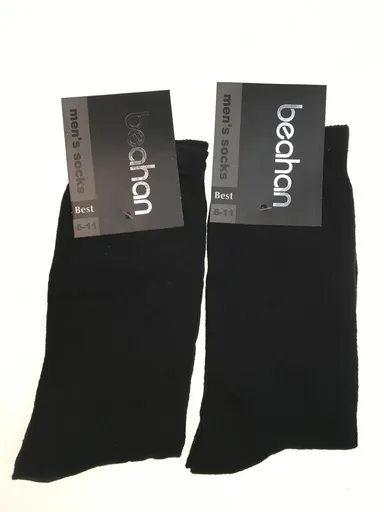2 Pairs COTTON BUSINESS SOCKS Mens Dress Crew Plain Work Casual - Black