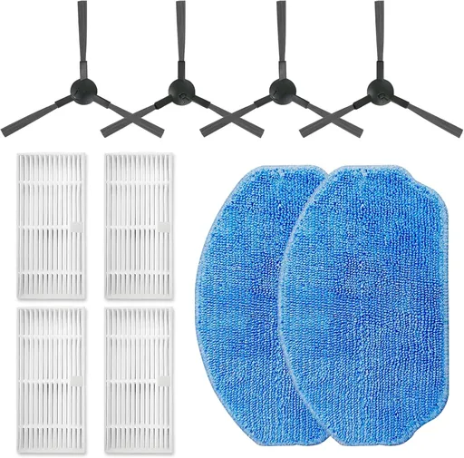 Replacement Parts for MAMNV BR150 BR151 BR152 BR153 BR154 also Fit ZCWA, GTTVO, ONSON, SHELIKI Robotic Cleaners: 4 Side Brushes, 4 HEPA Filters, 2 Mop Pads