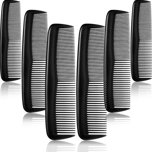 Hair Combs Set 12 Pieces Pocket Size Black Plastic Good Quality