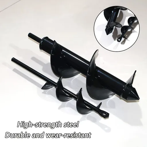 High-Strength Steel Garden Auger Drill Bit for Planting and Digging-Black