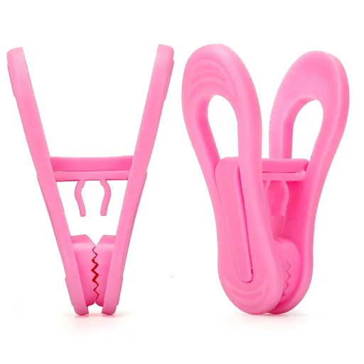 24pc Pink Plastic Hanger Clips, Strong Pinch Grip Finger Clips for Plastic Clothes Hangers, Multi-Purpose Hanger Clips