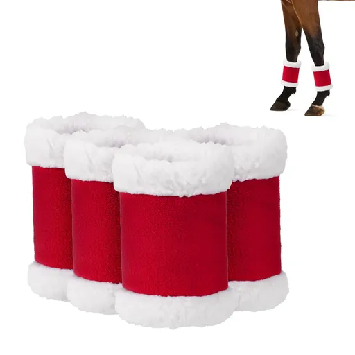 Christmas Horse Leg Wraps Standing Wraps for Horses red Horse Leg Protectors Horse Leg Wraps Wraps 、Pack of 4 (Solid color version)