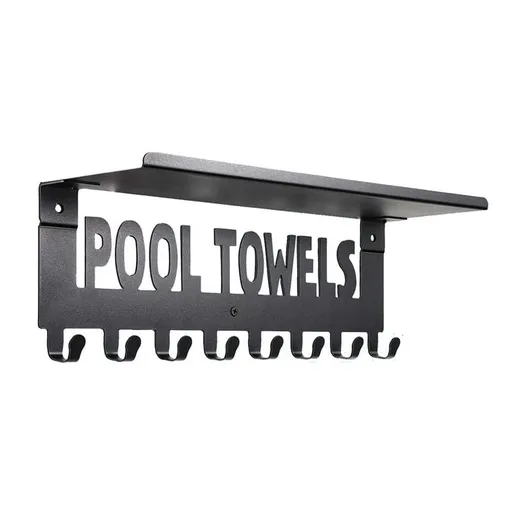 Pool Towel Racks with Shelf Outdoor Pool Decor Wall Mount Towel Hooks Towel Holder with 8 Hooks Towel Storage Hanger