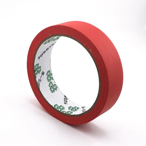 Handheld Masking Tape Dispenser with Tear-Off Serrated Edge and Assorted Color Paper Tape Rolls for Painting, DIY Crafts, Labeling, and Surface Protection Tasks (5 Rolls Red Masking Tape)