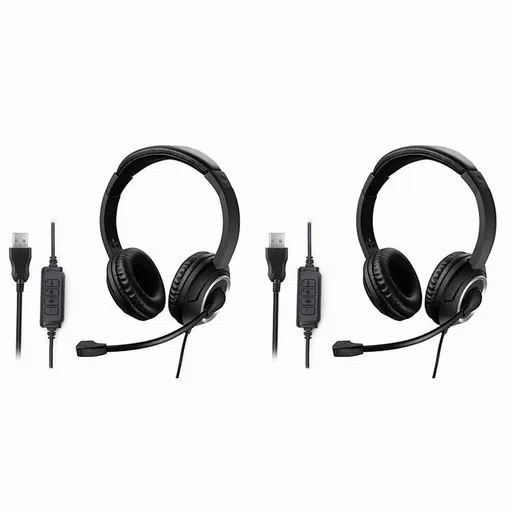 2X Wired USB Headset Call Center Headset with Microphone Game Noise Canceling over-Ear Headphones for Computer PC Laptop
