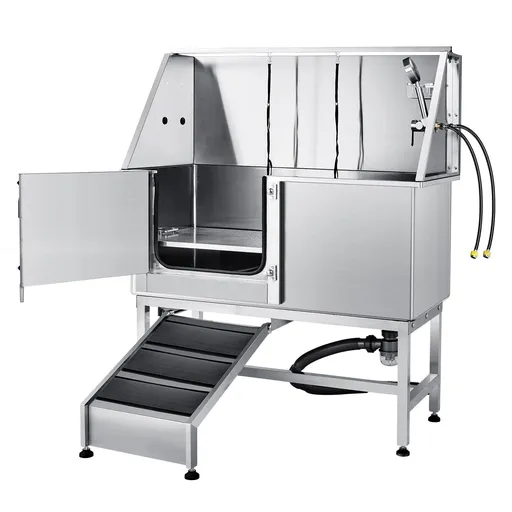 1.57M Pet Dog Bathing Station w/Ramp, Professional Stainless Steel Dog Grooming Tub w/ Soap Box, Faucet,Rich Accessory,Bathtub for Large,Medium,Small Pets, Washing Sink for Home(Left)