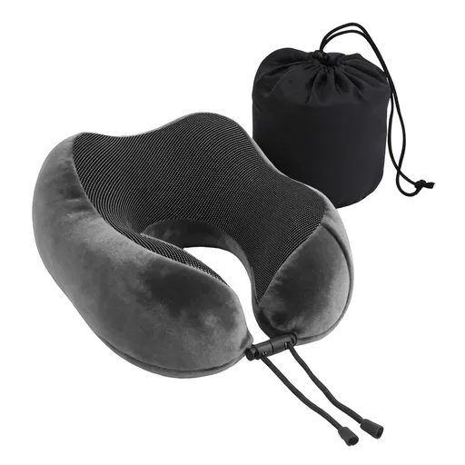 Wanderlite Travel Pillow for Airplanes Memory Foam Neck Pillows for Traveling, Soft & Washable Cover with Storage Bag, Portable Plane Accessories for Airplanes Offices Cars, Grey
