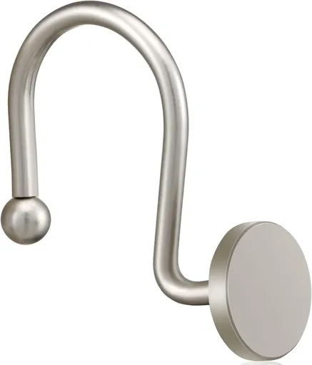 Shower Curtain Hooks, Nickel Shower Curtain Rings Rtproof Metal Round Decorative Shower Hooks Rings for Bathroom Shower Rods Curtains, Set of 12 Heavy Duty Solid Hooks
