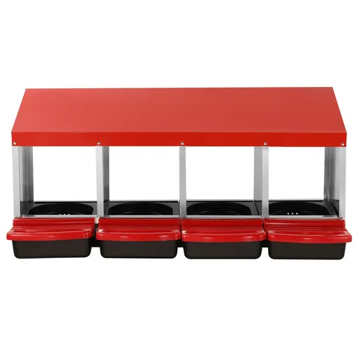4-Compartment Chicken Nest Box Metal Box with Inclined Nesting Boxes
