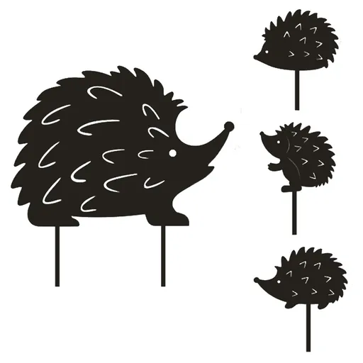 4 Pack Hedgehog Garden Decorative Statues, Metal Hedgehog Silhouette Garden Stakes, Ideal Yard, Garden, Lawn Decor, Animal
