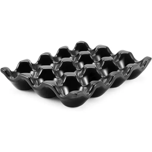 12 Cup Ceramic Egg Tray - Whole Dozen Porcelain Egg Holder Container Storage Organizer Decorative Serving Stand Serveware for Refrigerator Countertop