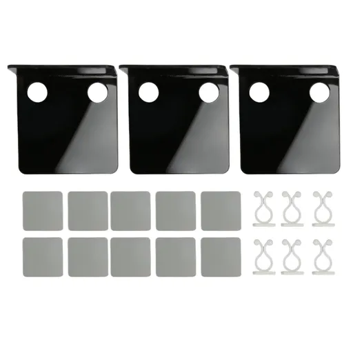 3 PCS Small Security Cameras Wall Shelf with 6 Cable Clips 10PCS Tapes Acrylic Waterproof Drill Free Adhesive Floating Shelf for Speakers Black