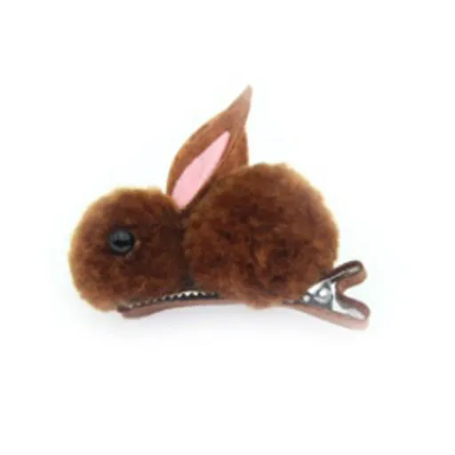 Infant Baby Girl Easter Hair Clips Cute Rabbit Carrot Accessories Gift Cartoon Plush Bunny Princess Headwear (One Size, Coffee)