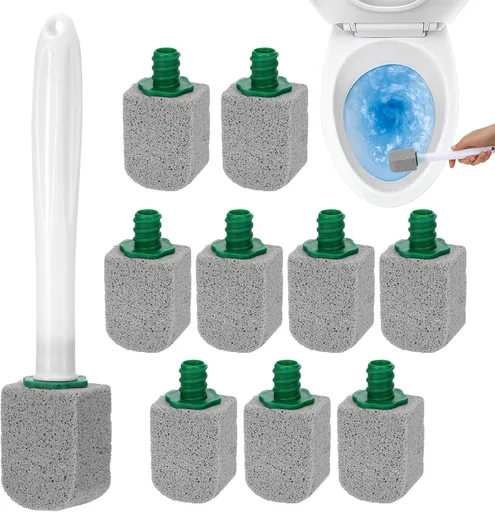 10 Pc Pumice Stone for Toilet, Toilet Pumice Cleaning Stone with Handle, Replaceable Toilet Pumice Stone for Cleaning, Nature Scouring Stick for Hard Water Stains, Bathroom Tiles Limescale Remover