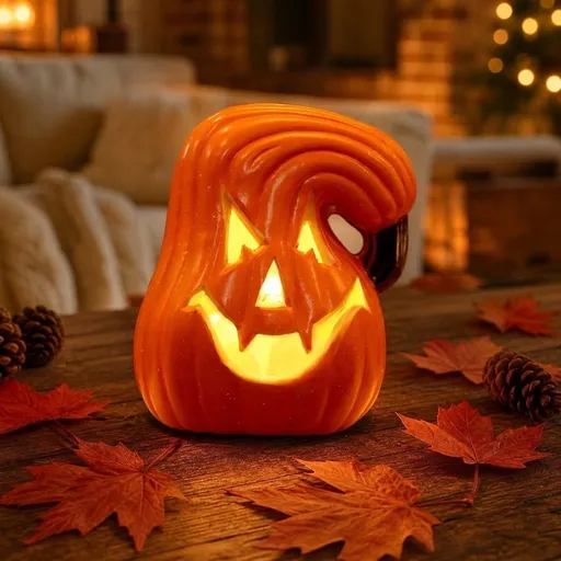 Halloween Pumpkin LED Light Lamp - Blow Molded Decoration for Home Bar Horror Party - Battery Operated Craft Prop for Photography, Table Centerpiece, Indoor Outdoor Spooky Decor - 18x13cm