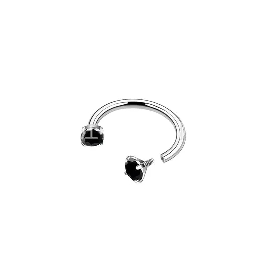 2-PCS Black G23 Titanium Horseshoe Ring with 5A Zircon Internal Thread for Nose Ear Lip Septum Piercing Hypoallergenic Jewelry for Local Trendsetters