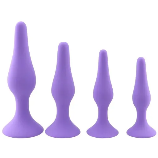 House Of Dasein 4Pcs / Set Anal Trainer Kit Soft Silicone Black Or Purple Butt Plug - Purple