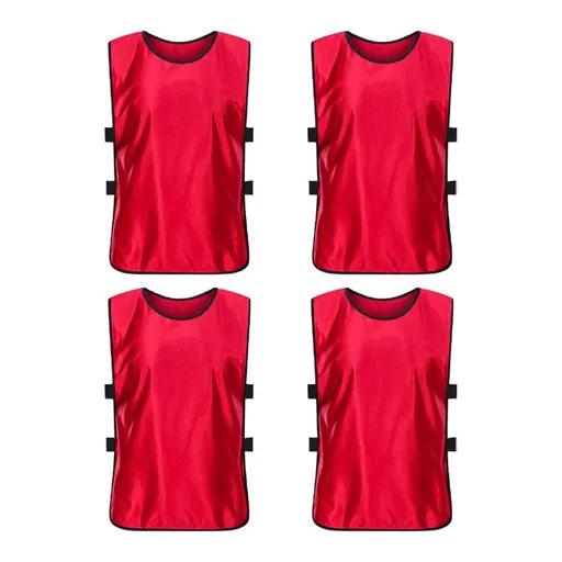 4Pcs Scrimmage Training Vest Team Sports Games Practice Jersey Red