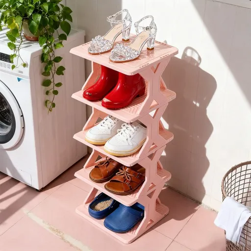 Shoe Rack for Closet - Corner Shoe Organizer Stackable Small Shoe Cabinet for Entryway - Plastic Storage Shelf for Men Women Kids - Easy Install Removable Washable Narrow Shoe Rack for Home Bedroom