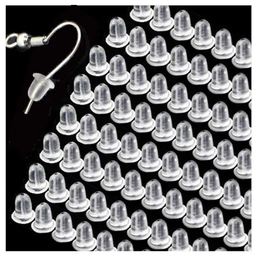 50pcs Earring Backs, Nickel-Free Latex Transparent