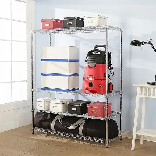 Wire Storage Rack – 150x35cm Chrome Shelving with Fixed Legs
