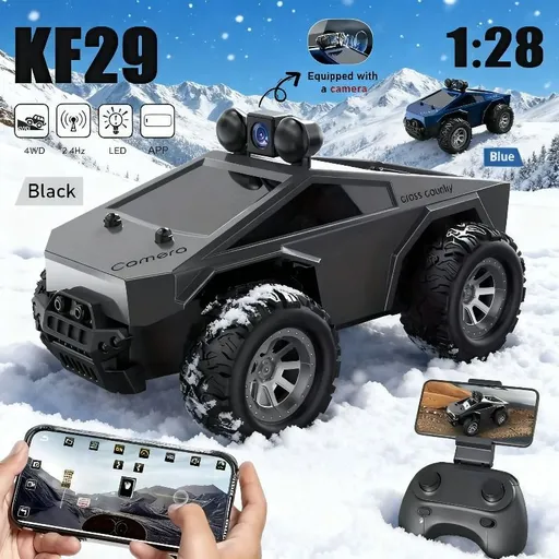 KF29 FPV remote control truck, camera remote control car, 1:28 scale RC truck, app controlled RC car, 2.4GHz dual-speed RC vehicle, alloy body remote control truck, adjustable lights RC toy, anti-interference remote control truck, gift for boys, gift