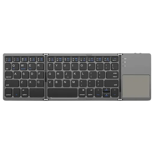 Tri-Folding Bluetooth Keyboard,Wireless Portable Foldable Bluetooth Keyboard for Travel, Keyboard with Touchpad, Rechargeable Multi-Device Small Keyboard for Laptop Tablet PC Smartphone A