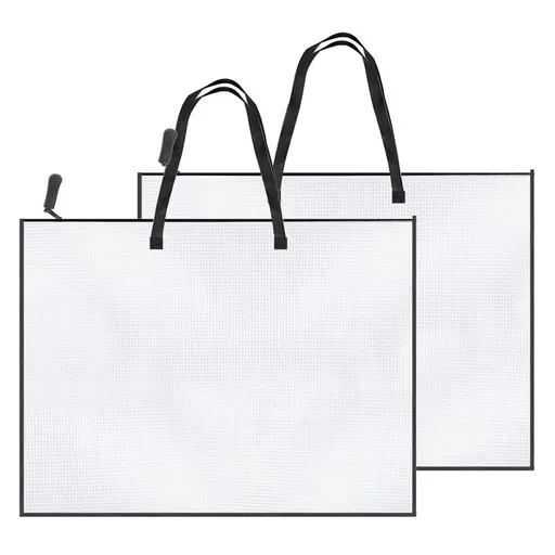 19x25 Art Portfolio Bags,Clear Portfolio Folder for Artwork,Waterproof Poster Storage Bags+Handle for Drawing Board 2PCS