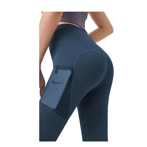 Hod Health & Home High Waist Tummy Control Yoga Leggings With Pocket For Women - Blue - Xl