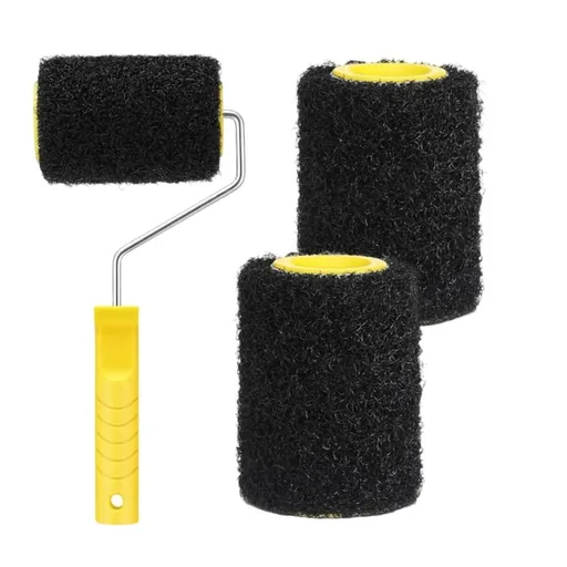 Heavy Duty Paint Roller Set Includes 4 Inch Rollers And Ergonomic Handle For Interior Wall Painting