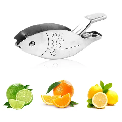 Lemon Squeezer Manual Juicer Stainless Steel Lemon Slice Squeezer Fish Shape Hand Juicer Kitchen Tool for Orange Lemon Citrus