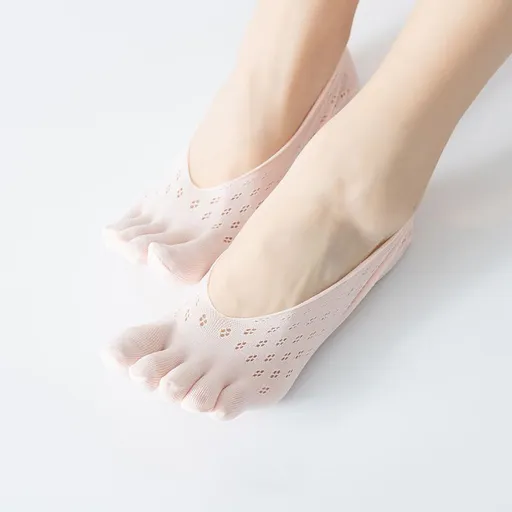 Women's Invisible Five Toe Sports Socks Low Cut Non Slip No Show Socks Ultra Thin Yoga Fitness Workout Socks Pink