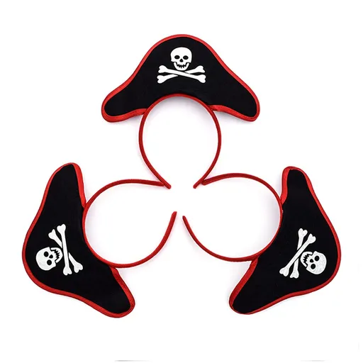 Halloween Pirate Skull Hat Headband,Halloween Masquerade Cosplay Costume Accessories,3Pcs Good for child, kid, girl