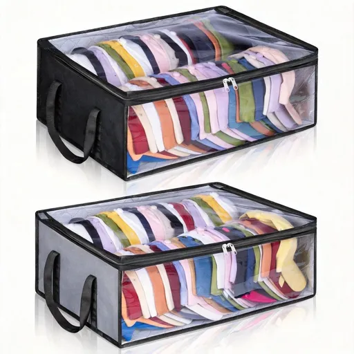 2-Pack Baseball Cap Organizer for Closet, Large Capacity Hat Storage Bag Holds up to 40 Hats, Dust-proof Hat Holder with Clear Window & Handles, Black and Gray