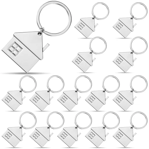 15 Piece House Key Chain Set Cute House Shaped Pendant Keychains Zinc Alloy Keyring for Home Car Office Keys