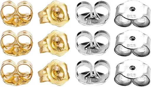 14K Gold 925 Sterling Silver Earring Backs Pierced Earring Backing Hypoallergenic Butterfly Ear Stud Backs for Studs (6 pcs 14K Gold, 6 pcs 925 Sterling Silver)