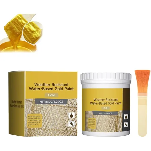 Water-Based Weather-Resistant Gold Paint, Water-Based Shiny Gold Leaf Paint, Acrylic Paint Metallic Gold, Antique Gold Liquid Paint for Arts, Paintings and Crafts