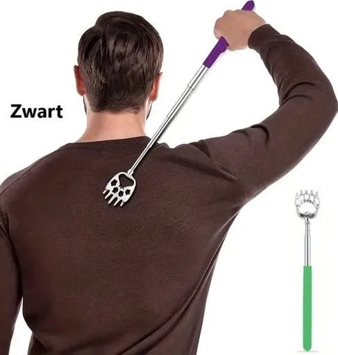 Extendable Back Scratcher Bear Claw | Adjustable Back Scratcher | Massage Scratcher | Telescopic Back Scratcher | Anti-Itch | Up to 53 CM | Stainless Steel | Black