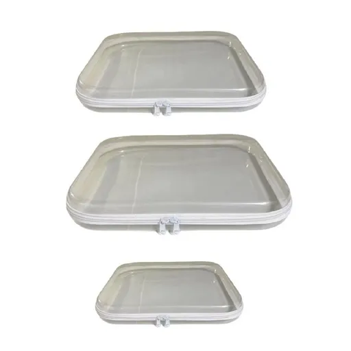 3pcs Zippered Hard Pouch Clear Hard Pouch Container Storage Box for Clothes Toys Cosmetics