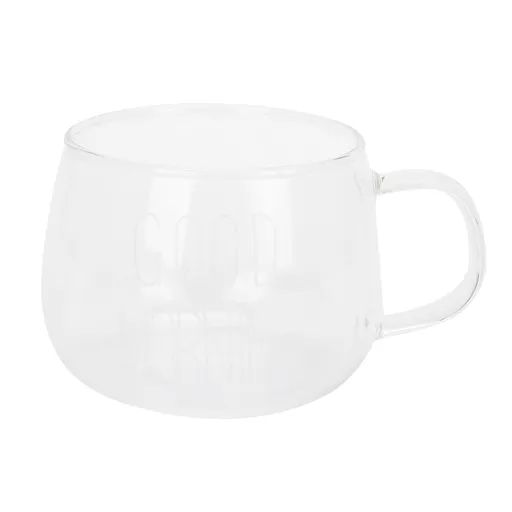 Coffee Cup Transparent Borosilicate Glass Mug with Handle for Milk Tea Cocktail BeverageWhite Label