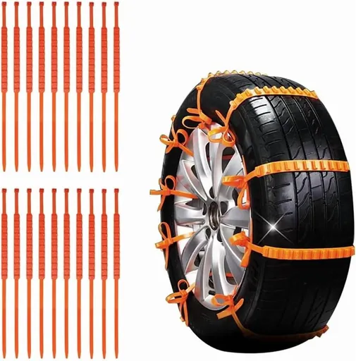 20PCS Universal Reusable Anti-skid Nylon Tire Chains, 36In Snow Chains for Car Tires, Reusable Winter Safety Chains for Snow Ice and Mud