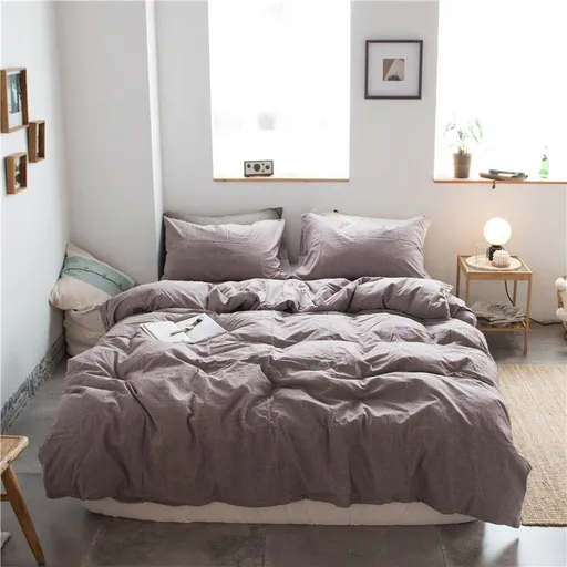 Cotton 4 Piece Set Modern Minimalist White Bed hat kit_1.5m bed-quilt cover 200x 230cm (four-piece set)