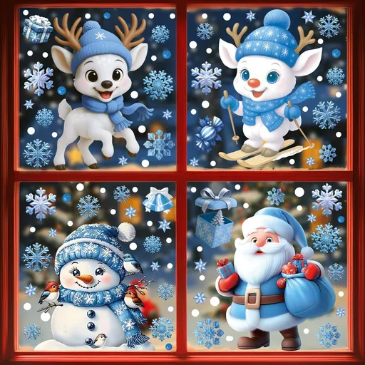 4 Styles Christmas Window Stickers Pack-01