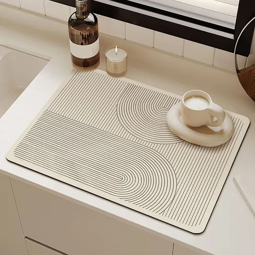 Dish Drying Mat - Diatomaceous Earth Kitchen Mat - Ultra Absorbent Quick Dry Counter Mat with Non- Feet - Heat Resistant & Waterproof for Dishes, Glasses & Cookware(23.62*15.75Inch)