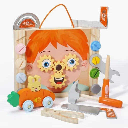 wooden toolbox, animal themed toy, building set, kids construction toy, fine motor skills, creative play, educational toy, birthday gift, Children's Day gift, Australian toy - Multi - Size 8
