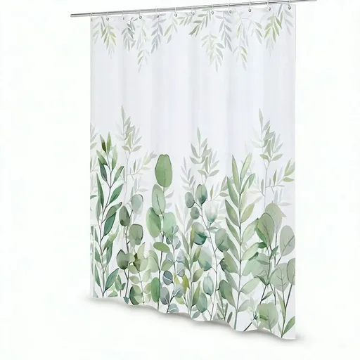 Green Eucalyptus Shower Curtain, Plant Leaves Fabric Cloth Shower Curtains for Rustic Vintage Bathroom Decor, 72x72