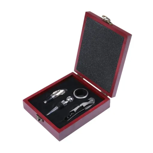 4PCS Wine Opener Set Stainless Steel Durable for Home Bar Wine Lovers Gifts - Red