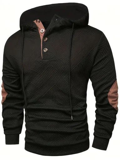 Men'S Casual Hoodie Color Block Sweatshirt Pullover Hoodie Australian - Black - Size M(AU M/EU48)