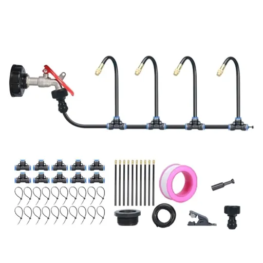 360° Curved Garden Automatic Irrigation System, Brass Nozzle, PE Tubing Irrigation Kit, Water-Saving Design, Quick Installation for Lawns, Flower Beds, Greenhouses and Farms (1 Set)